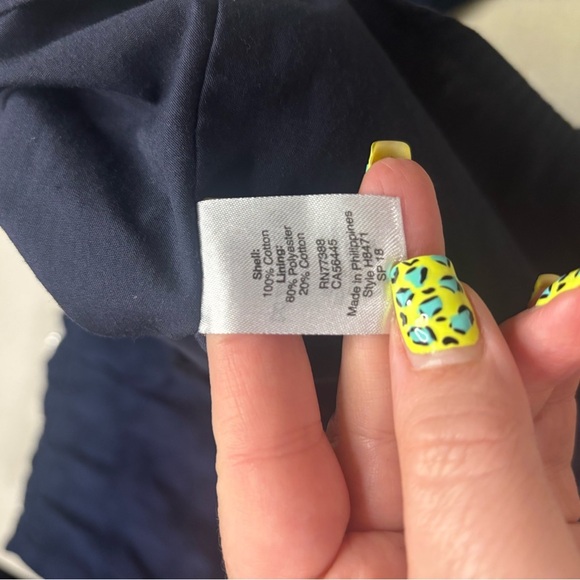 J Crew Navy Blue Eyelet Style V-Neck Dress Size 8 Long Sleeve Mini 100% Cotton - Picture 6 of 7